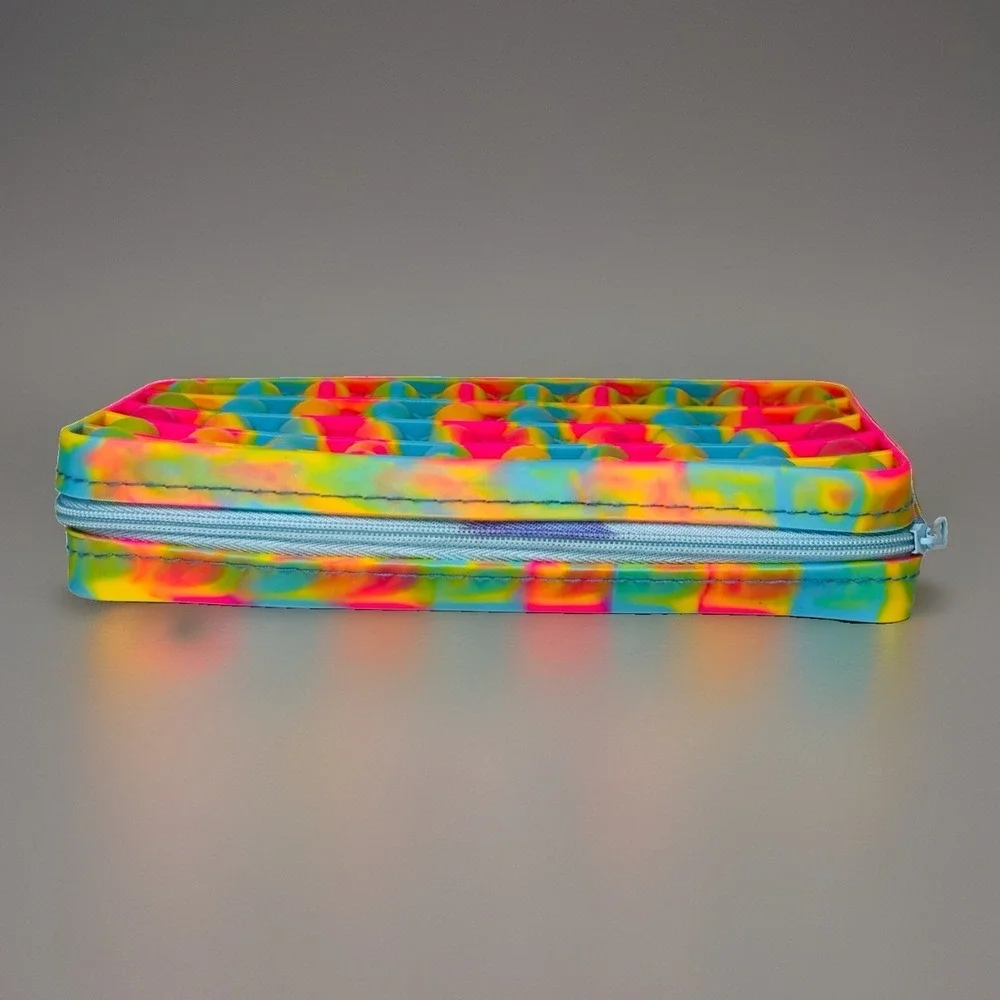 Pop It Pencil Case Fidget Toy Rainbow Silicone Pouch School Makeup Bag